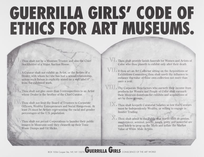 Guerilla Girls - code of ethic for art museums
